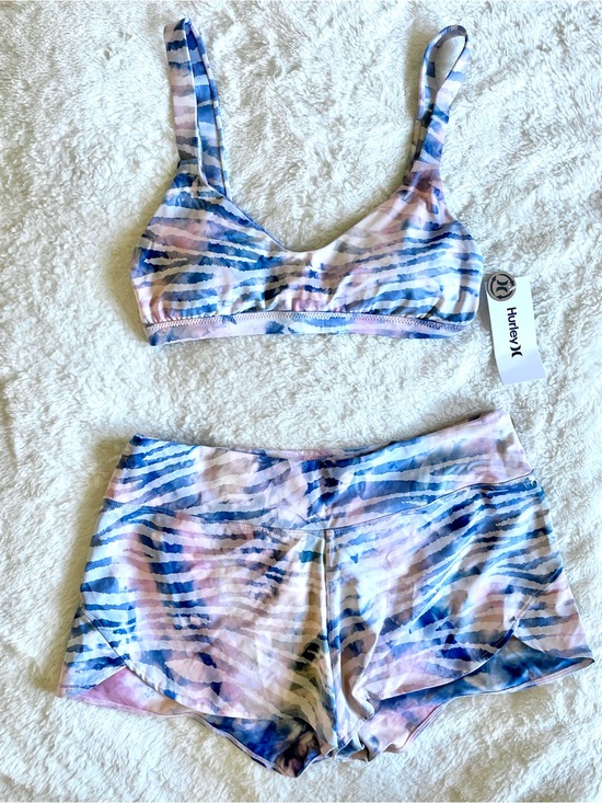 Hurley Other - Hurley Zebra Color Wash Bralette and Boardshorts Set